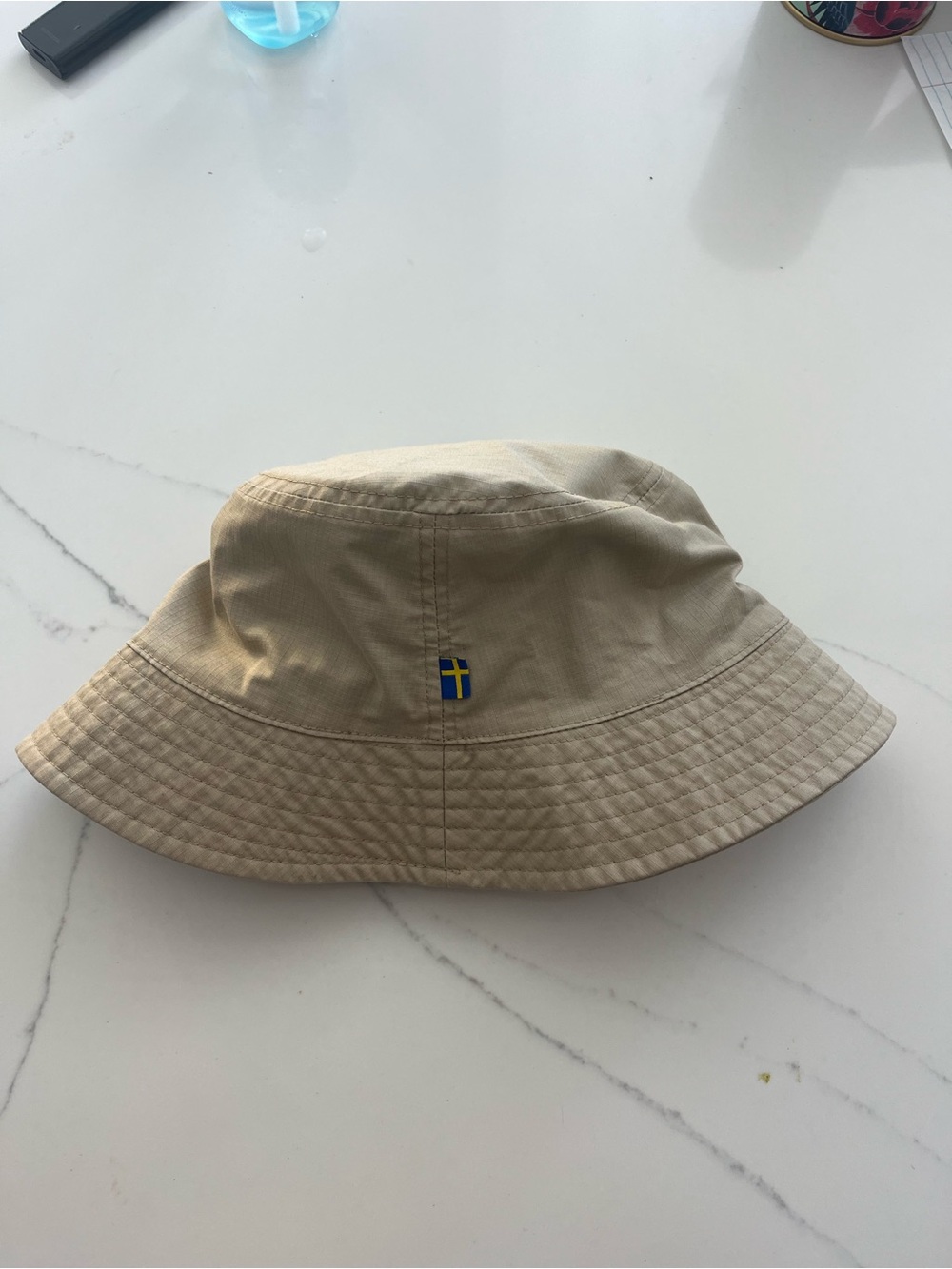 Fjallraven Swedish-Flag Reversible Beige Bucket Hat - Lightweight